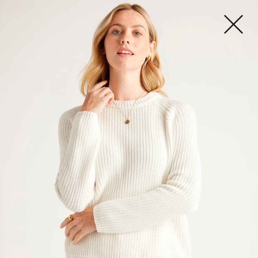Quince Organic Cotton Fisherman Sweater Ivory